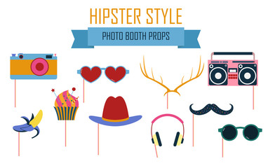 Colorful photo booth props icon set vector illustration © kora_ra_123