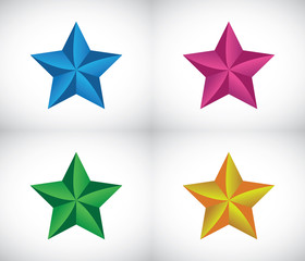 four colors star decoration vector