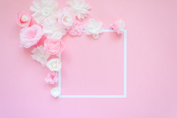 Square frame with paper flowers