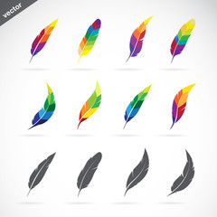 Fototapeta na wymiar Vector group of feathers icon design on white background. Easy editable layered vector illustration.