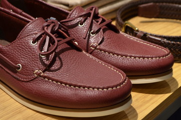 leather moccasins and a belt