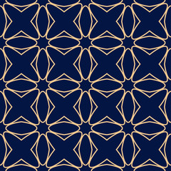 Fototapeta premium Golden blue geometric ornament. Seamless pattern