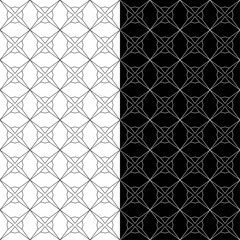 Naklejka premium Black and white geometric ornaments. Set of seamless patterns