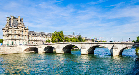 Naklejka premium Flora Pavilion ot the Louvre and Pont Royal. Paris. France
