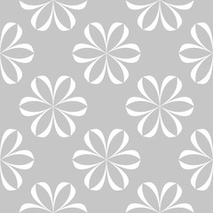White floral seamless pattern on gray background