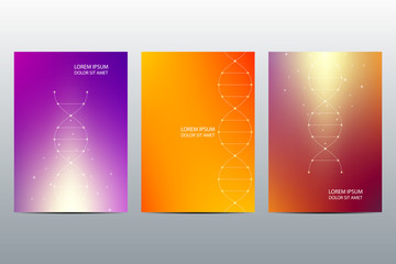 Cover or poster design with molecule background, scientific and technological concept, vector illustration.
