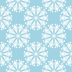 Blue and white floral seamless pattern