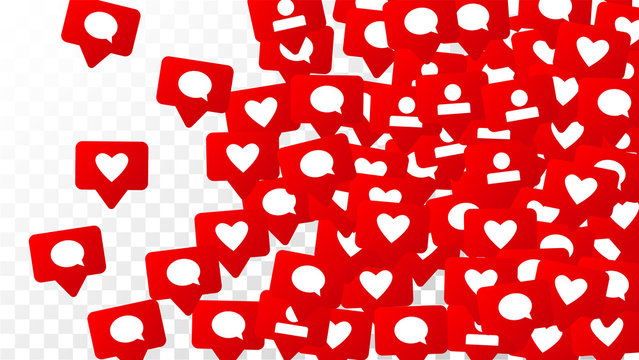 Notifications with Likes, Followers and Comments. Social Media Marketing.  