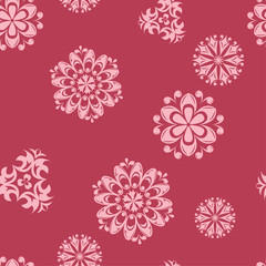 Red floral seamless background. Ornamental pattern