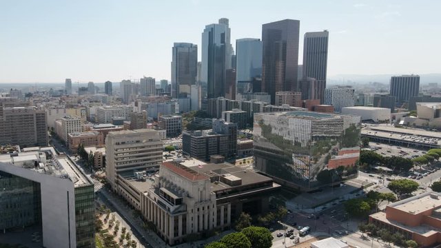 Los Angeles Downtown Daytime Skyline and Traffic Time Lapse