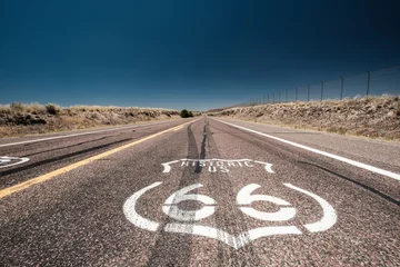 Fototapeten Straßenschild auf der historischen Route 66 in Kalifornien © haveseen