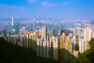 Fototapeta na wymiar Hong Kong business district city skyline.