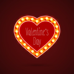 Valentines day heart with light bulbs.