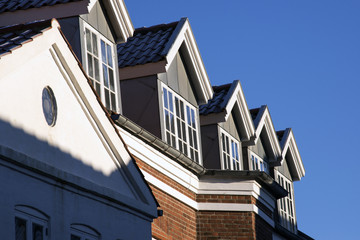 Rooftops with dormer windows
