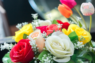 Colorful of decoration artificial flower.
