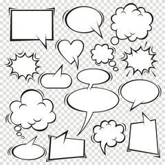 A set of comic speech bubbles and elements