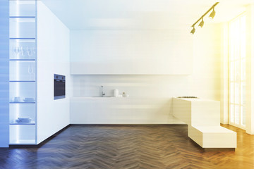 Fototapeta na wymiar White kitchen interior toned