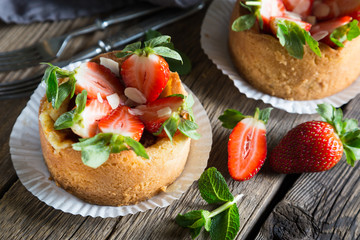 Homemade pie with fresh strawberries