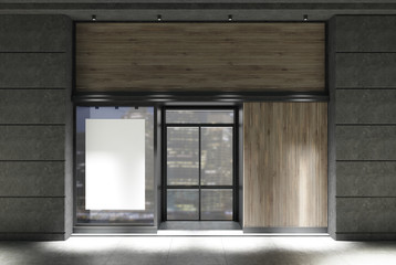 Dark wooden restaurant facade poster