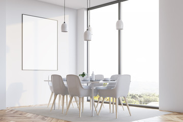 White minimalistic dining room corner poster