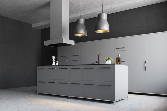 Modern gray kitchen corner