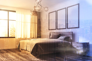 White bedroom corner, poster gallery