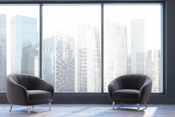 Panoramic living room, two armchairs