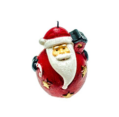 Candle in the form of Santa Claus on white