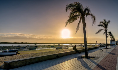 Fototapeta na wymiar Serene sunset in El Rompido beach in Huelva, Andalusia, Spain