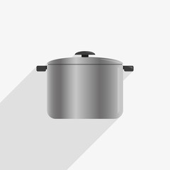 steel cooking pot isolated on white background.