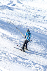 Fototapeta na wymiar Skiing from the mountain