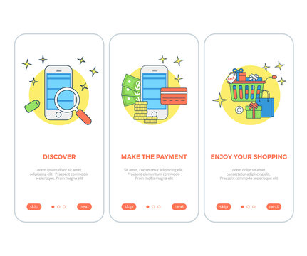 Buy online shopping buy e-commerce flat vector interface app