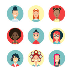 Flat people avatar vector. Woman Online Social networks