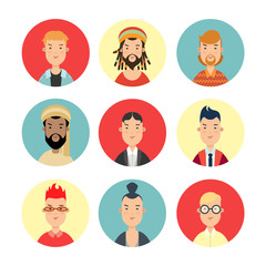 Flat male people avatar vector. Woman Online Social networks