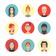 Flat people avatar vector. Woman Online Social networks