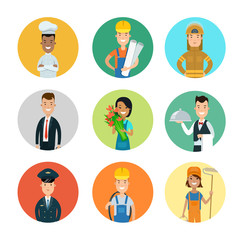 Flat professional people character vector profession userpic set