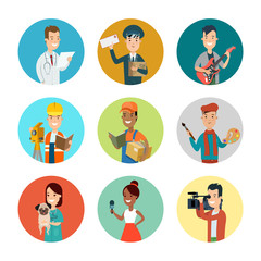 Flat professional people character vector profession userpic set