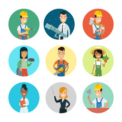 Flat professional people character vector profession userpic set