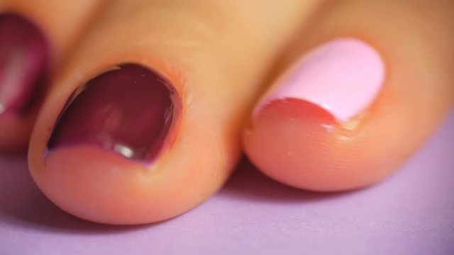 Step of professional gel polish manicure closeup footage. Beauty industry.