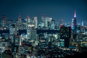 Naklejka premium 東京の夜景 渋谷、新宿と夜空４