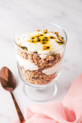 Granola yoghurt dessert breakfast