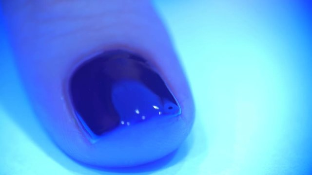 UV lamp gel polish manicure process in home conditions.