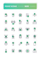 Set of 30 line icons. Beer 