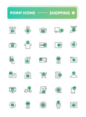 Set of 30 line icons. Shopping and retail
