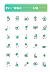  Set of 30 line icons. Bar