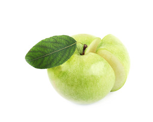 Green sliced apple isolated