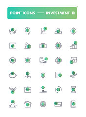Set of 30 line icons. Investment 