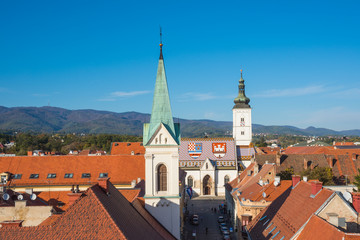 Obraz premium Zagreb, Croatia, Capital of Croatia, Landscape, ザグレブ, クロアチア, 風景, church of St.Mark