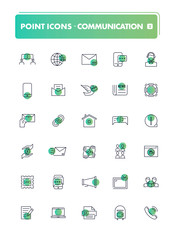 Set of 30 line icons. Communication 