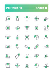 Set of 30 line icons. Sport and recreation